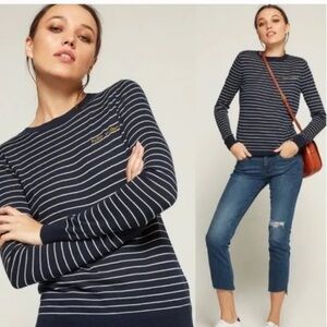 NWOT Banana Republic Silk Cashmere Navy Stripe Sweater $89.50 “Hello Weekend” S
